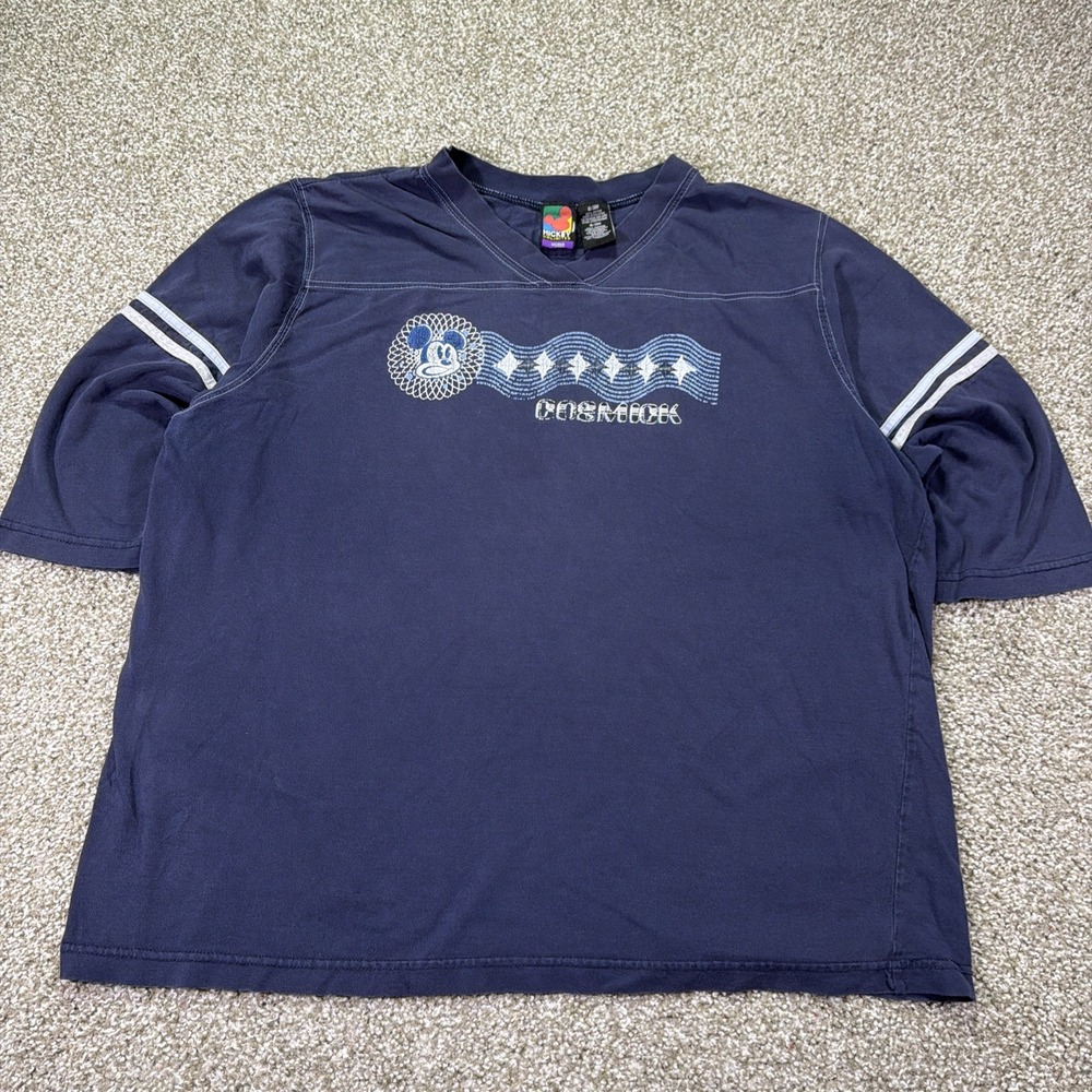 Vintage Women's Disney V Neck Jersey Cosmick Navy Blue Size XL